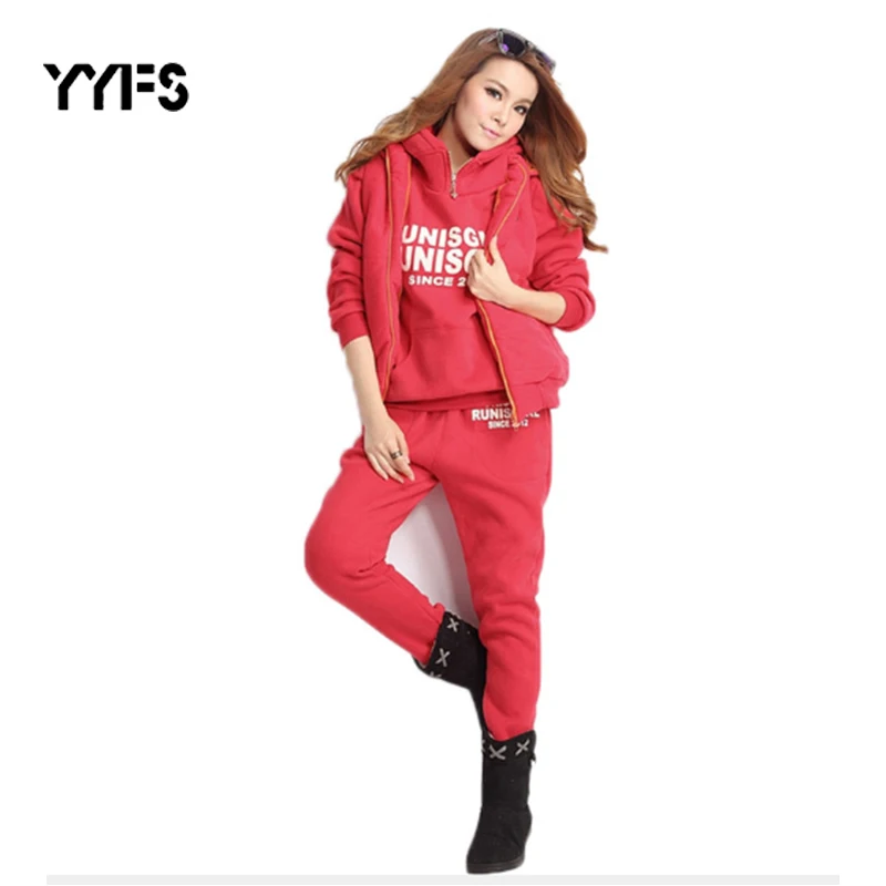 

3 pcs outfits for women Hooded fleece thickening warm leisure suit 3 pcs clothing set Hoodies Vest Pants Plus Size 6XL femenino