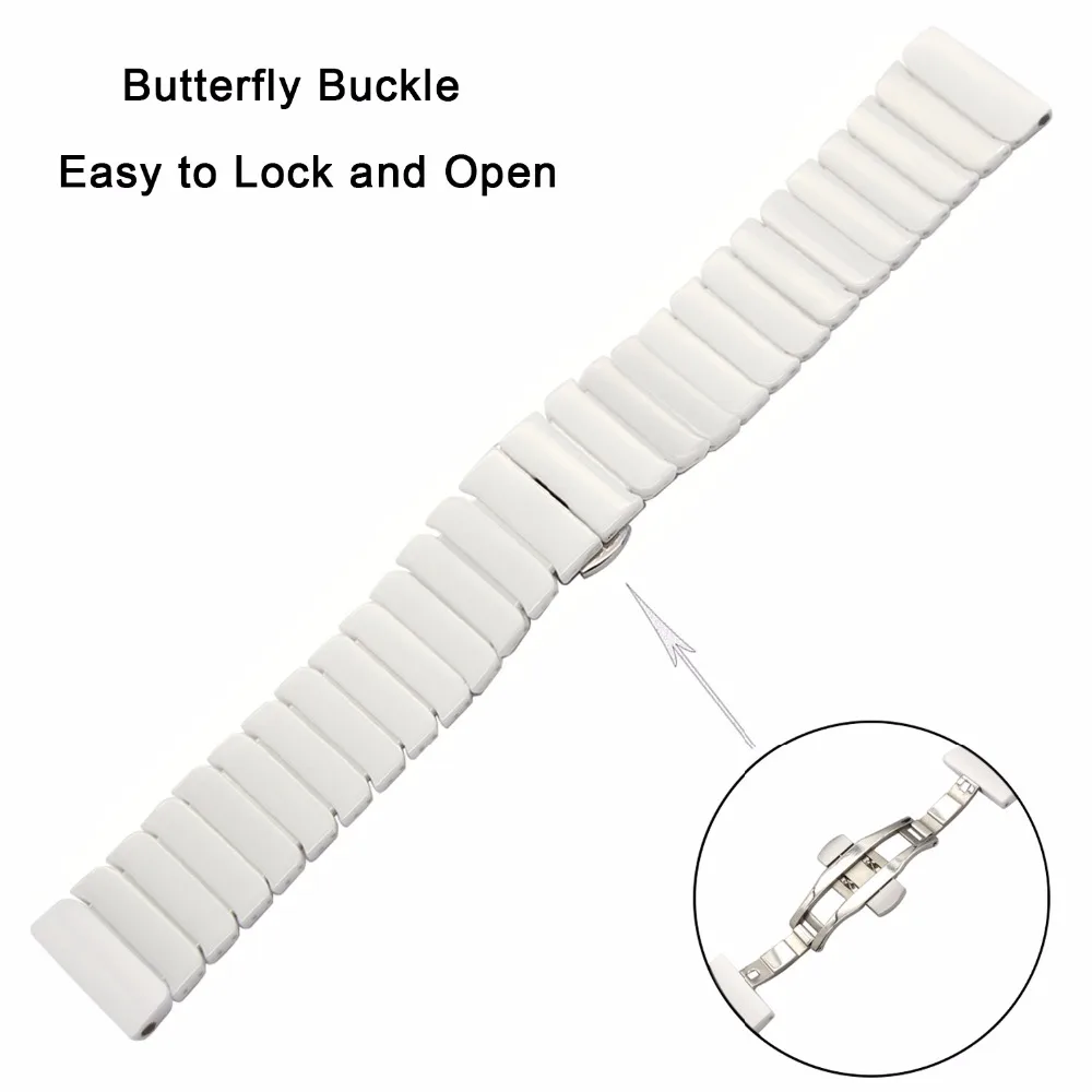 20 мм Полный керамический ремешок для часов+ инструмент для Xiaomi Huami Amazfit Bip BIT PACE Lite Youth Watch Band сталь Бабочка Пряжка ремешок
