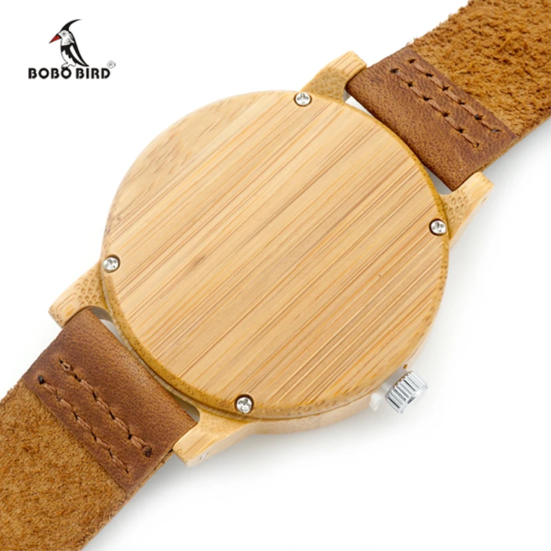 Мужские часы BOBO BIRD, бамбуковые деревянные часы для мужчин и женщин с мягким кожаным ремешком C-A19