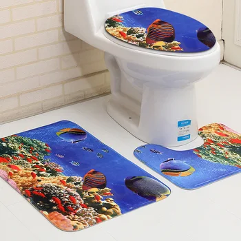 

2018 the beautiful ocean scene Sea series 3D bathroom pads, toilet seat cushions, toilet seat, hotel decorate 3 pieces a lot
