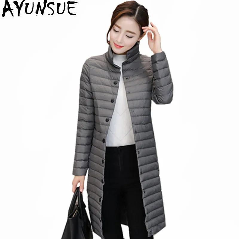 

AYUNSUE 2019 Spring Autumn White Duck Down Jacket For Women Thin Coat Female Parka Fashion Women's Jackets Abrigo Mujer WXF230
