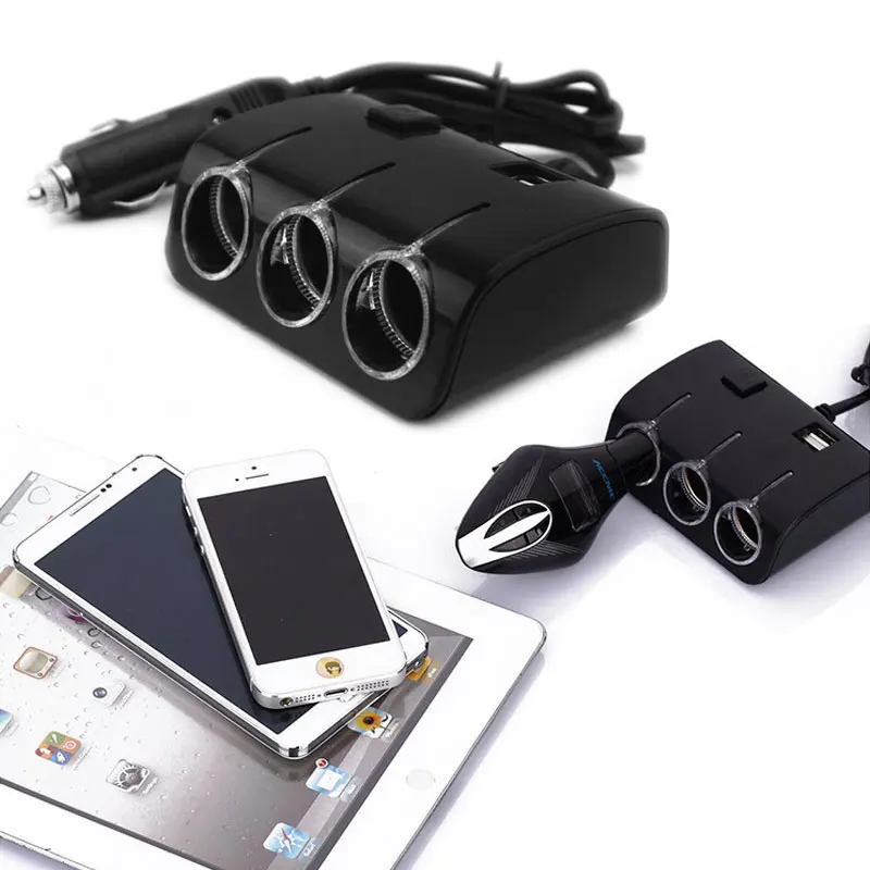 Vingtank от 1 до 3 гнездо автомобильного прикуривателя с двойным разветвителем USB 5 В 1.2A автомобильное зарядное устройство адаптер питания для iphone для samsung