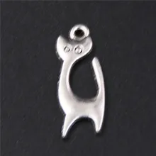 

WKOUD 30pcs Silver Plated cartoon cat charm earrings necklaces DIY jewelry alloy pendants findings A385