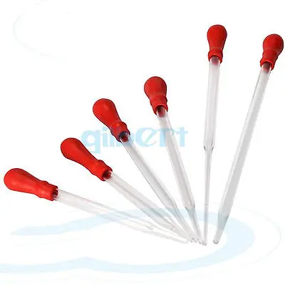 

5Pcs 10cm Durable Glass Transfer Pipette Dropper With Rubber Bulb Cap Laboratory
