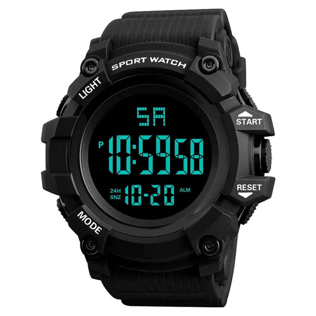 HONHX, люксовый бренд, Мужские Аналоговые Цифровые уличные часы с датой, военный светодиодный, водонепроницаемые, спортивные, для фитнеса, мужские часы, Relogio Masculino - Цвет: Black