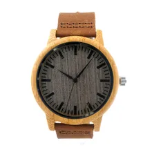 Hot 2016 Moda Único Mens Relojes de Cuarzo Deporte Al Aire Libre Relojes De Madera Reloj Con Correa de Cuero Relojes Hombre
