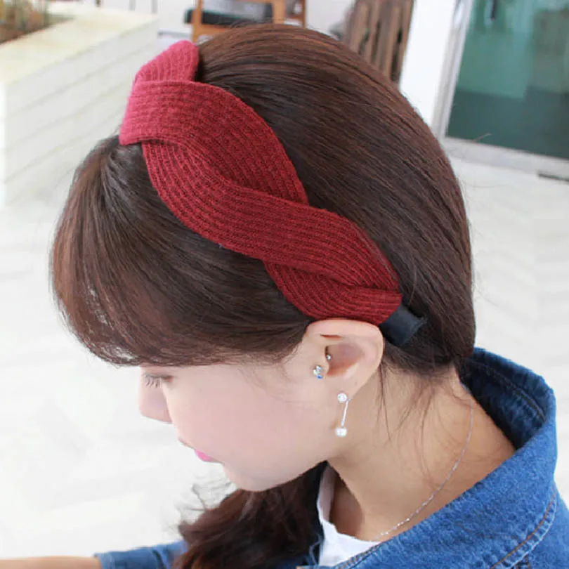 Одноцветная Женская повязка на голову с завязанным узлом из ткани для кожаных головных уборов, женские аксессуары для волос