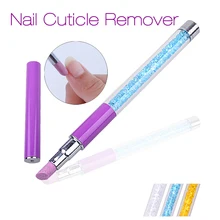 1Pc Nail Pusher Pens Manicure Alloy Diamond Body Quartz Head Scrubs Stone Cuticle Stick Pen Spoon Cut Tools 2016 New Hot Sale