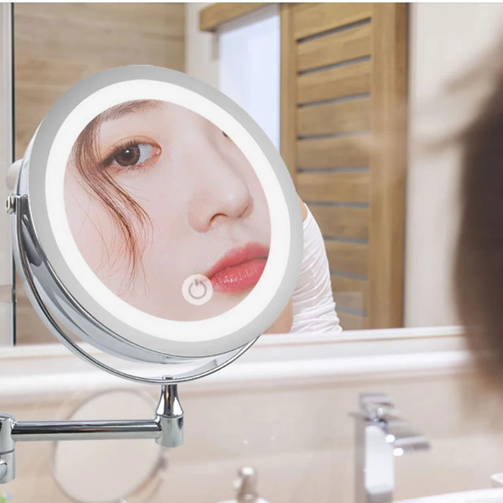 

Hot Sale LED Double Sided Makeup Vanity Mirror Wall Mount 10x Magnification Swivel Extension Mirror