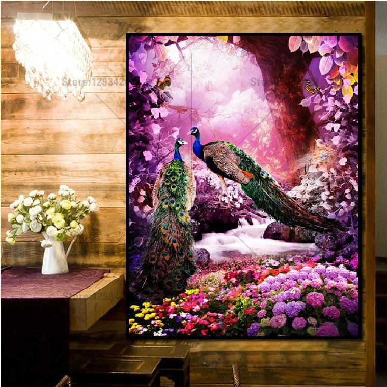 

Full square Rhinestones painting crystal Home Decoration DIY Diamond painting peacock 3D cross stitch pattern diamond embroidery