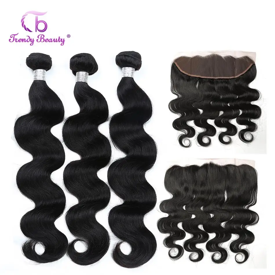 Najtaniej 4 sztuk partia brazylijski ciało fala ludzkich włosów 3 wiązki z 13x4 ucha do ucha koronka Frontal zamknięcie nie remy bezpłatny statku Trendy uroda