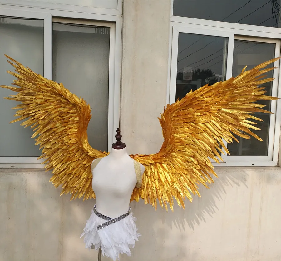 

EMS free shipping red Gold large wings feathers T-stage model catwalk shows wings props party performance shows props cosplay