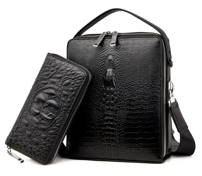 

2 Set New Brand PU Leather Business Men Bags Fashion Male Messenger Bags Men's Small Briefcase vintage Casual Shoulder Handbag