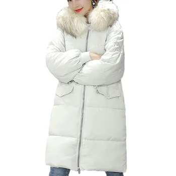 

Winter New Down Cotton Coat Women 2020 Fashion Plus Size Long Fur Collar Cotton Jacket Women's Hooded Casual Cotton Coats E099
