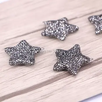 

4pcs Pave Crystal Rhinestone stone Star Pendant