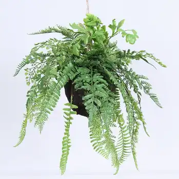 Artificial Plants Plastic Fern Green Leaf Hanging Ball Fern Bonsai