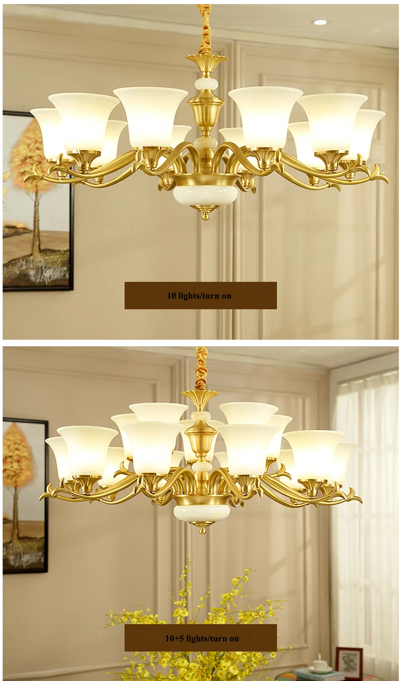 Современные Lustre медные светодиодные люстры освещение для гостиной, стеклянная люстра со светодиодами для столовой подвесные светильники