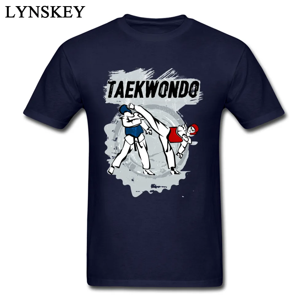 Cheap Print T Shirts Summer Fall 100% Cotton O Neck Tops Shirts Short Sleeve Street Taekwondo Head Kick Cartoon Clothing Shirt Taekwondo Head Kick Cartoon navy
