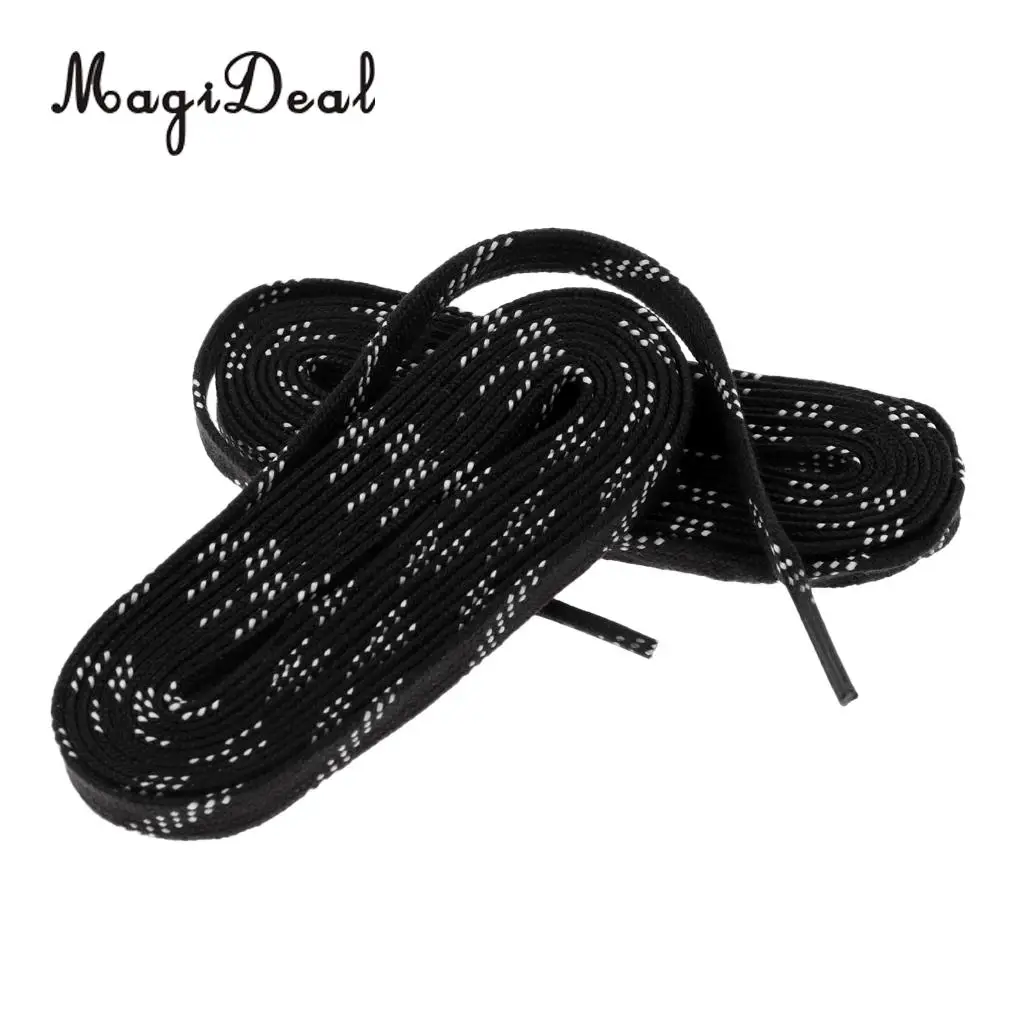 MagiDeal 1 Pair Adult Kids Non Skid Premium Sports Ice Hockey Skates Shoe Laces Shoelace 96/108/120 inch Black Shoelaces