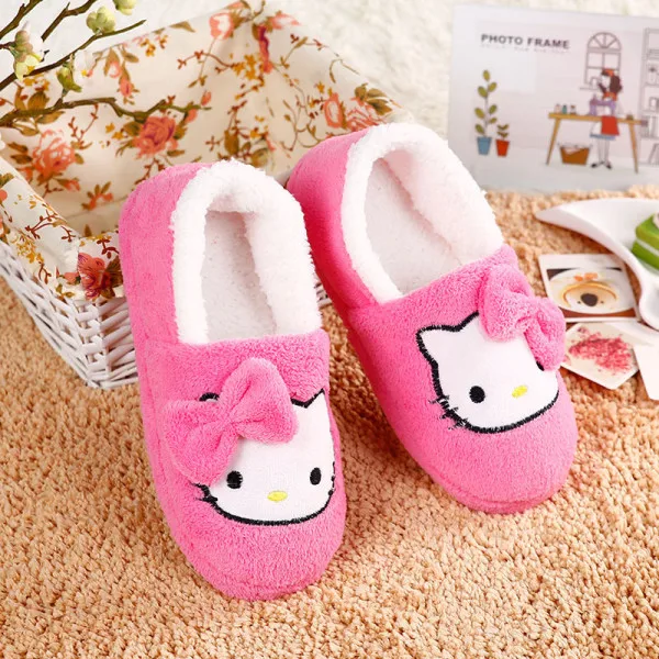 Новинка; женская обувь «hello kitty»; тонкий светильник; домашние тапочки; домашняя обувь из плюша - Цвет: hot pink 40-41