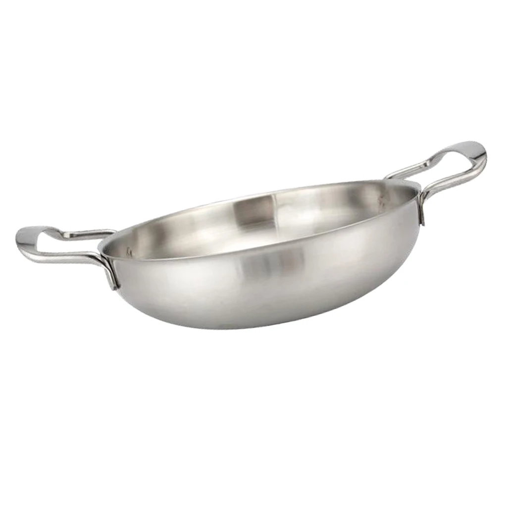 Stainless Steel Paella Pan Gratin Pan Soup Stock Pot Cookware 18cm 20cm 22cm