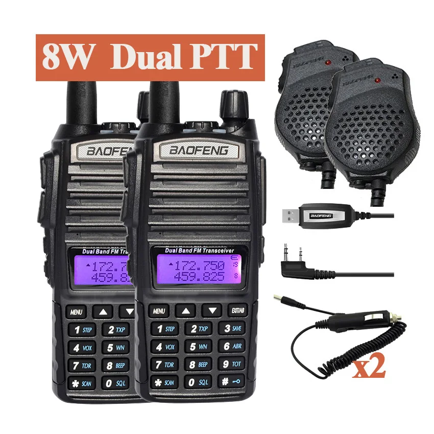 

2pcs Baofeng UV-82HX Walkie Talkie 8W Radio UV 82 Portable Two Way Radio FM Radio Transceiver Long Range Dual Band Baofeng UV82