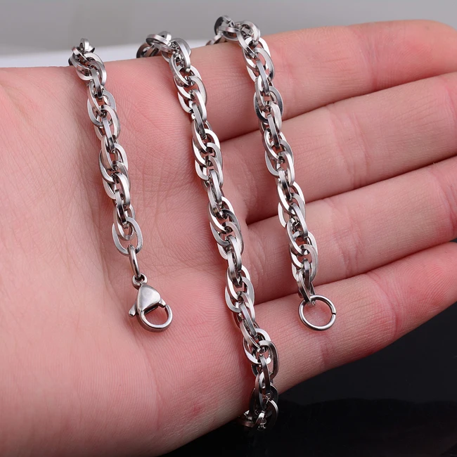 Ожерелье из нержавеющей стали для мужчин и женщин, серебряная цепочка, ювелирные изделия из нержавеющей стали 2,5 мм-5 мм, различные длины могут быть выполнены по индивидуальному заказу