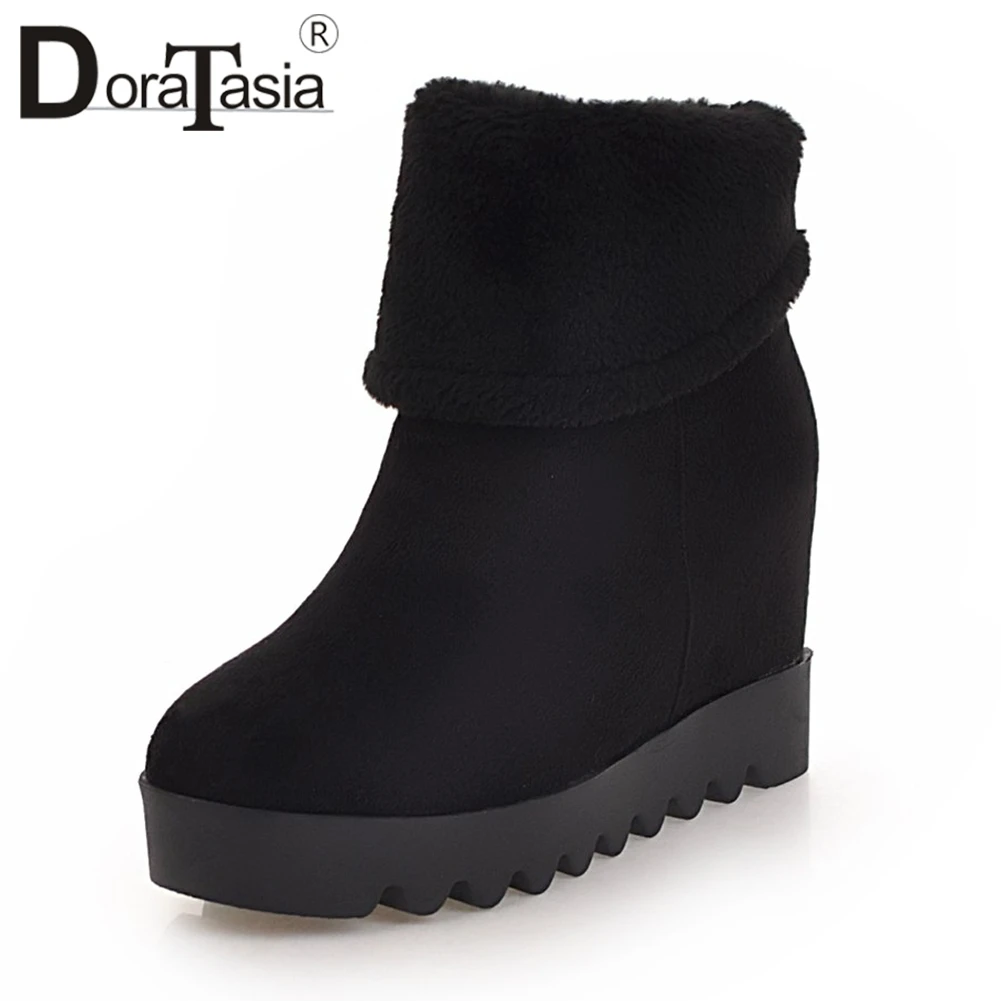 

DORATASIA 2019 Winter Large Size 34-43 Warm Fur Platform Ankle Boots Women slip-on Height Increasing Shoes Woman