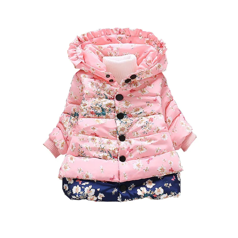 Зимняя куртка для девочек; одежда для детей; Теплая Повседневная Верхняя одежда для маленьких девочек; Детские плотные куртки с капюшоном для девочек; одежда; пальто для малышей - Цвет: Многоцветный