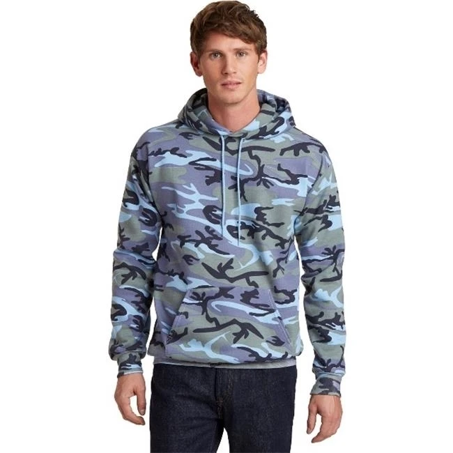 Port & Co PC78HC Core Fleece Camo Pullover Hooded Sweatshirt Woodland Blue Camo - 3XL