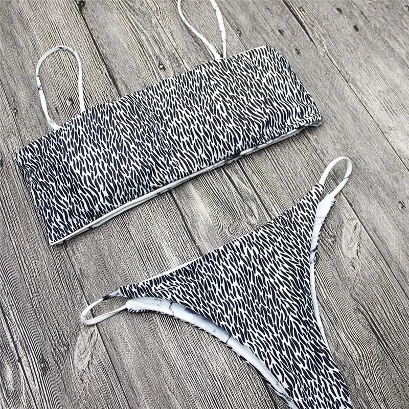 Sexy Marble Print Bandeau Bikini Low Waist Swimwear Women Swimsuit Padded Strapless Swimsuit Beachwear Brazilian Thong Bikinis Sexy Marble Print Bandeau Bikini Low Waist Swimwear Women Swimsuit Padded Strapless Swimsuit Beachwear Brazilian Thong Bikinis