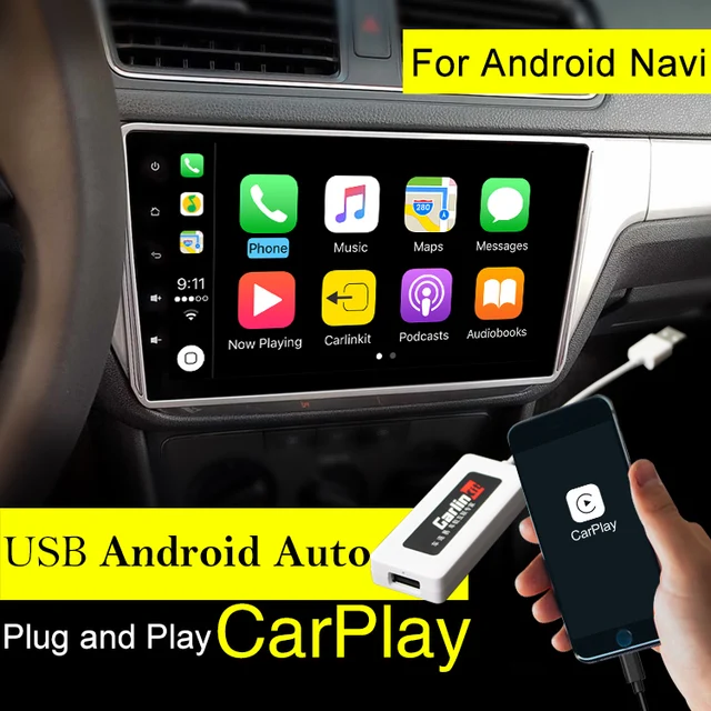Carlinke USB Apple Carplay Dongle for Android Auto iPhone iOS11 Carplay Support Android MTK WinCE system