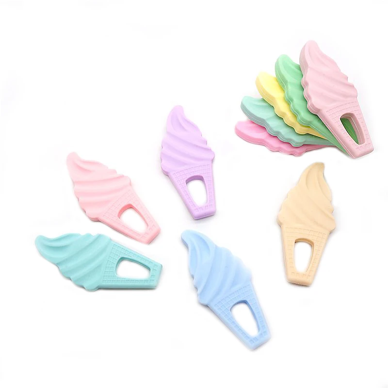 

Chenkai 10PCS BPA Free Food Grade Silicone Ice Cream Teether Chewable Pacifier Pendant For Infant Nursing Necklace Accessories