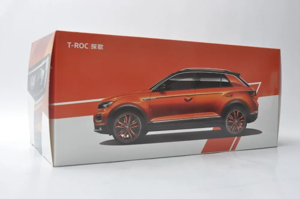 Модель литая под давлением в масштабе 1:18 для Volkswagen VW T ROC 2018 Gold SUV игрушечный