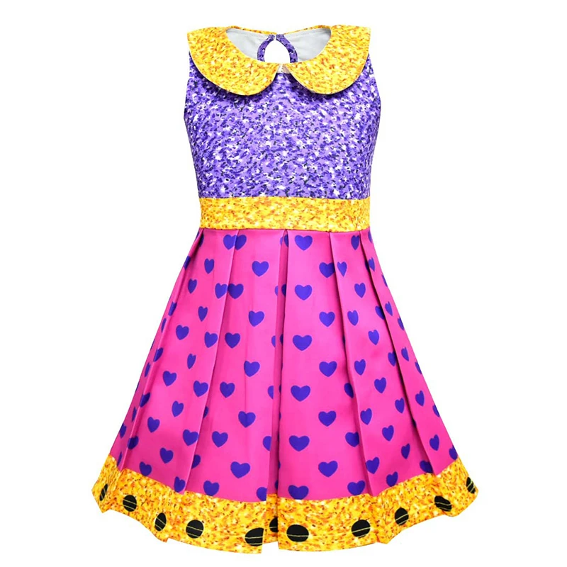 Summer Colorful Lol Dress for Girl Cosplay Costumes Short Sleeve Child Halloween Party Birthday Dresses Kids Dance Lol Clothes