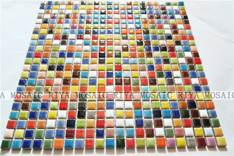 Free Shipping RIYA Ceramic mosaic tile Candy color Swimming pool Red green Blue bathroom waistline Bar counter Floor 11pcs/lot