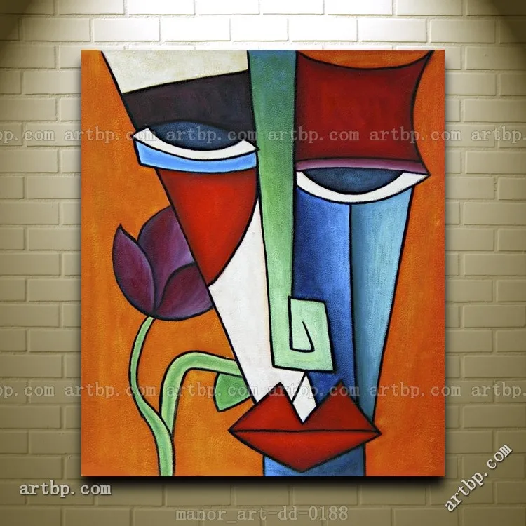 Canvas Wall Art Oil Painting Modern Decor Hand Painted Colourful Abstract Cubist Home Decoration