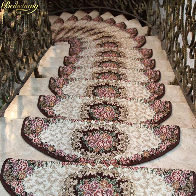 beibehang High-grade European pastoral wind stair mat glue-free self-adhesive step mat carpet anti-slip mat foot mat felpudo beibehang High-grade European pastoral wind stair mat glue-free self-adhesive step mat carpet anti-slip mat foot mat felpudo