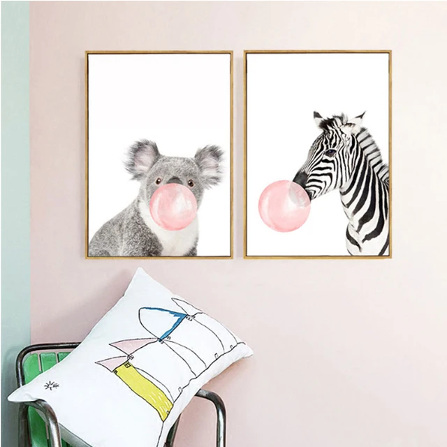 Online Lovely Animals Ing Bubbles Canvas Paintings Nursery Image