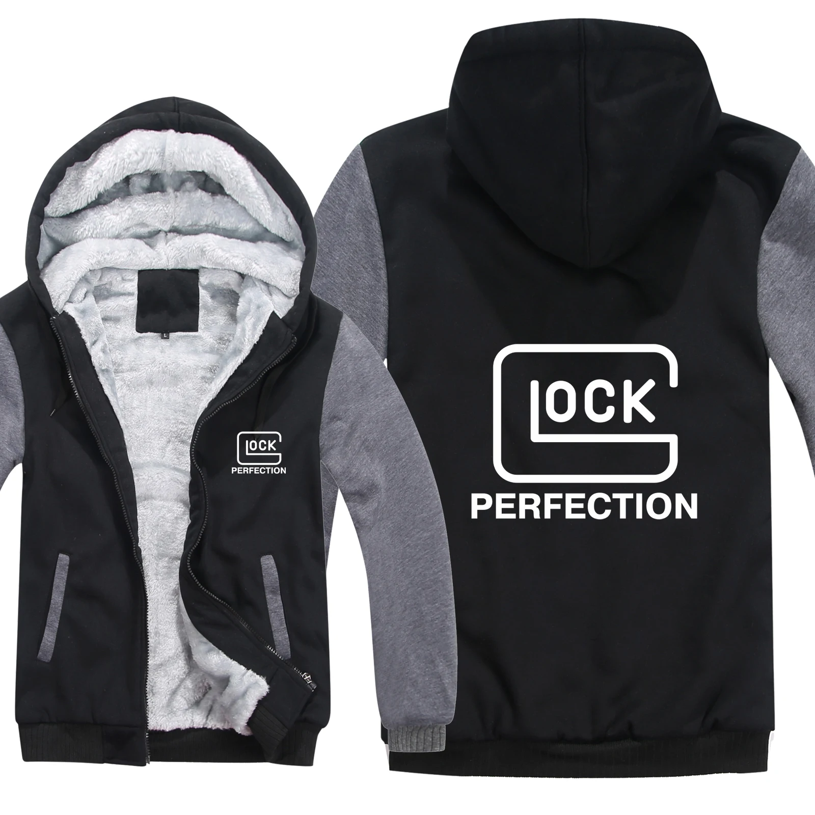 

Winter Glock Perfection Hoodies Mens Zipper Coat Fleece Thicken Glock Sweatshirt Pullover
