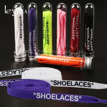 

Leyou Double Sides "Shoelaces" Letter Shoelaces Diy Off White Shoe Laces Flat Sport Shoes Laces Colorful Shoestring New Fashion