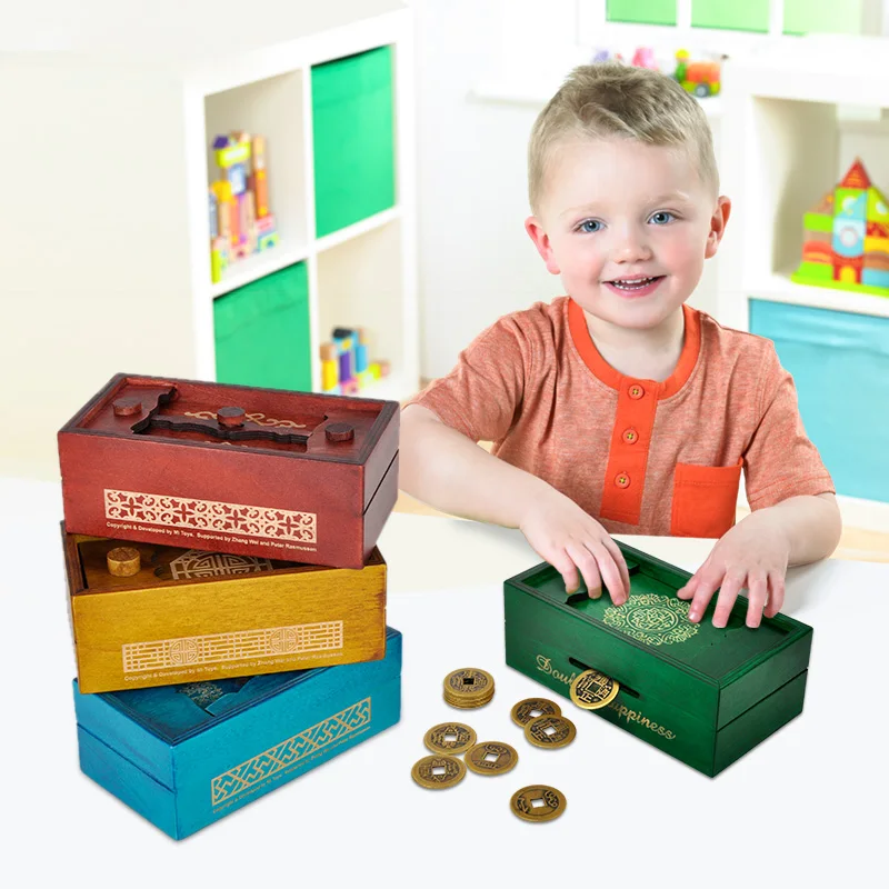 

Wooden Puzzle Box Secret Trick Intelligence Compartment Magic Money Gift Box Brain Teaser Logic Educational Toy Longevity Patter