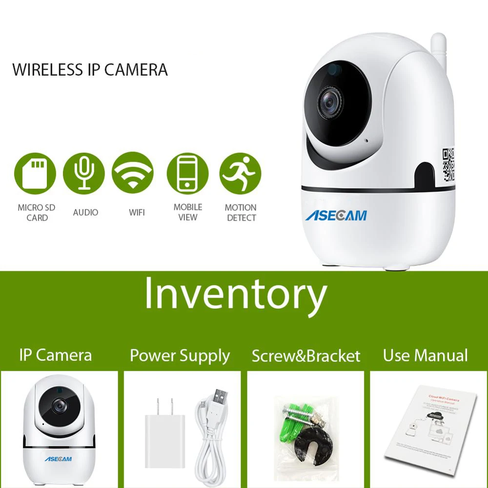  ASECAM HD 1080P Cloud Wireless IP Camera Intelligent Auto Tracking Human Home Security CCTV Network - 32956372243