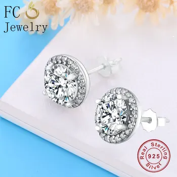 

S925 Sterling Silver Elegant Fashion CZ Stud Earrings Studs for Girls Women's Jewelry Beautiful Birthday Girlfriend Gifts Xmas
