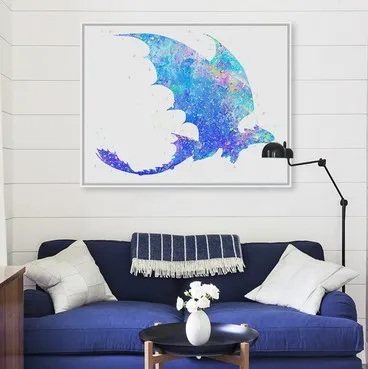 Original Watercolor Train Dragon Movie Poster Prints Abstract Anime Picture Canvas Painting With Frame Kids Room Decor Wall Art Original Watercolor Train Dragon Movie Poster Prints Abstract Anime Picture Canvas Painting With Frame Kids Room Decor Wall Art