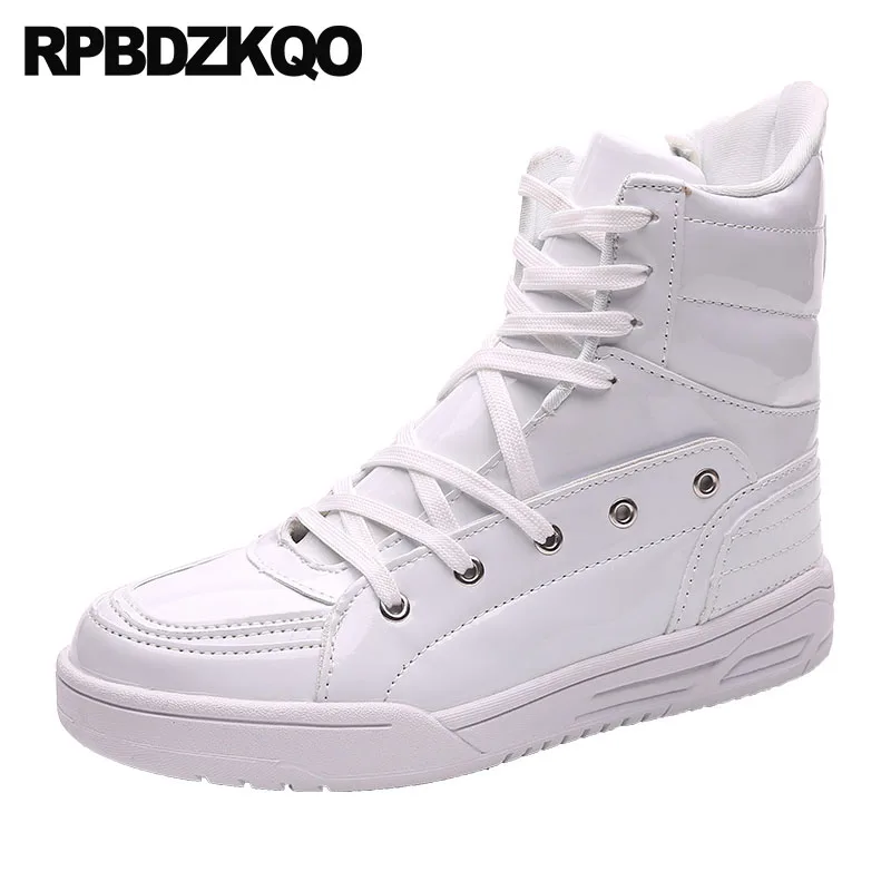 

Shoes Zipper Luxury Mens Black Patent Leather Boots Trainer Booties Lace Up White Waterproof Ankle Blue Red Sneakers High Top