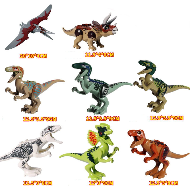 8 Styles Building Blocks Single Dinosaurs Jurassic World Classic With Legoe Tyrannosaurus Rex World Figures Bricks Toys  Kids F4