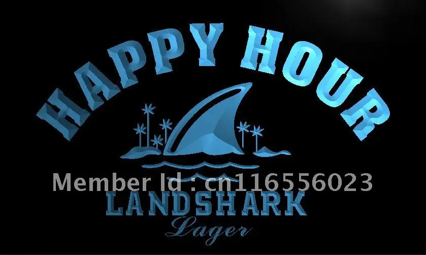 LA658- Landshark Лагер пиво Happy Hour Бар неоновая вывеска для организаций и магазинов