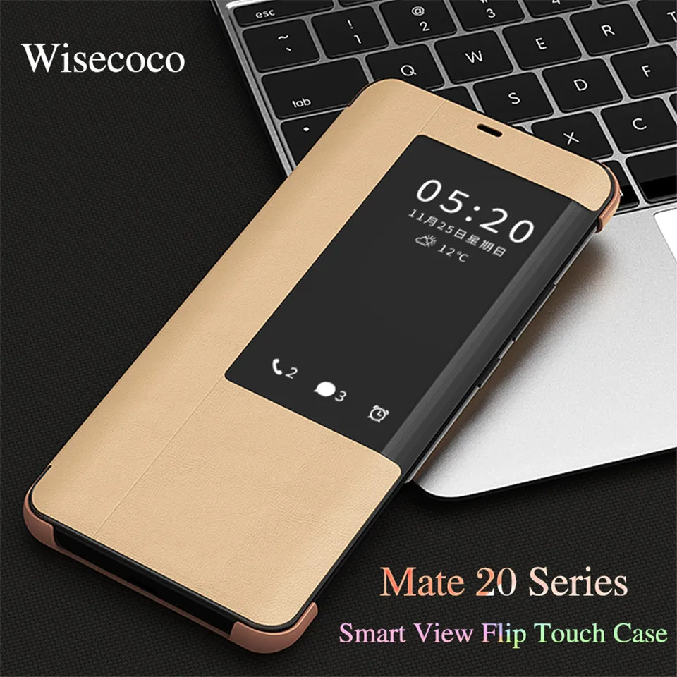 

Luxury Smart View Flip Touch Case for Huawei Mate 20 10 9 Pro X Leather 360 Full Protective Cover Etui Hawei P30 P20 Pro Coque
