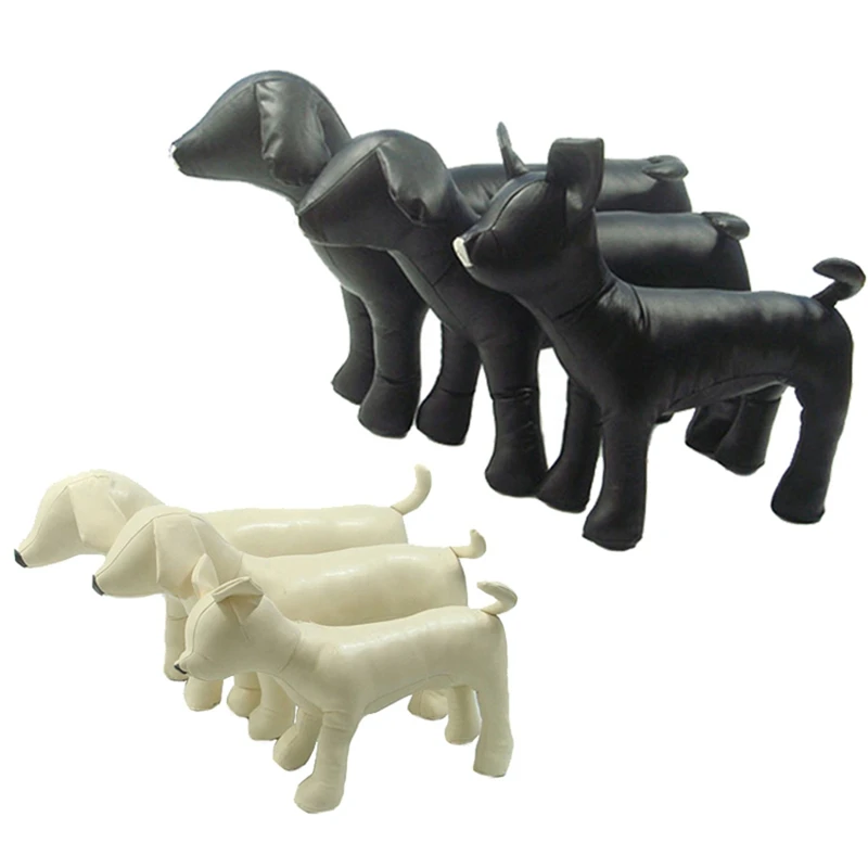 Leather Dog Mannequins Standing Position Dog Models Toys Pet Animal Shop Display Mannequin White S